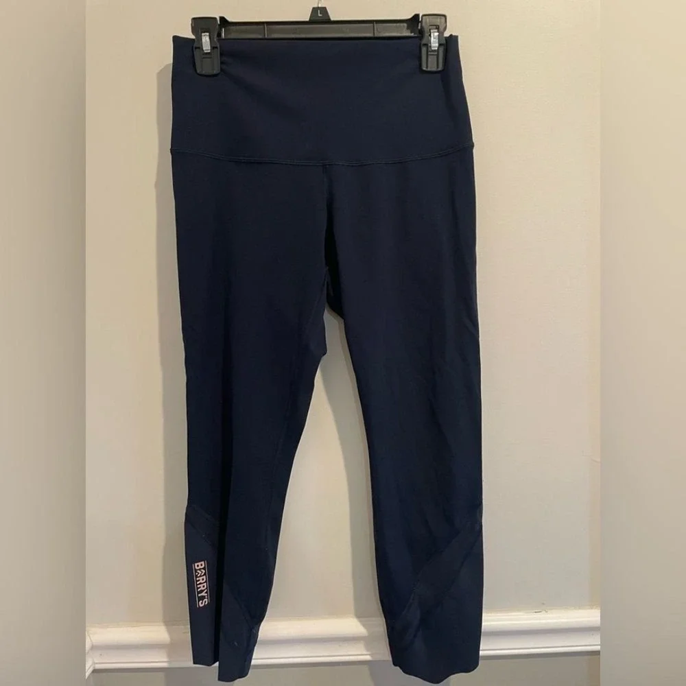 Lululemon X Barry's Black Scalloped Ankle Mesh Insert Leggings